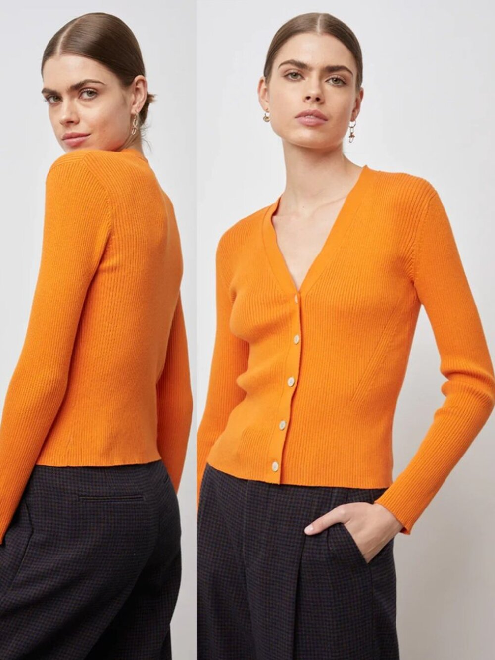 Rails Beau Cardigan in Tangerine Orange Size M $177 Cotton Silk Blend Rib Knit